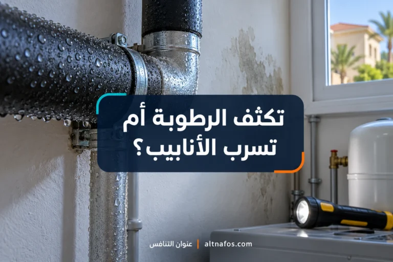 صورة توضيحية لموضوع كيف تميّز تكثف الرطوبة عن تسرب الأنابيب